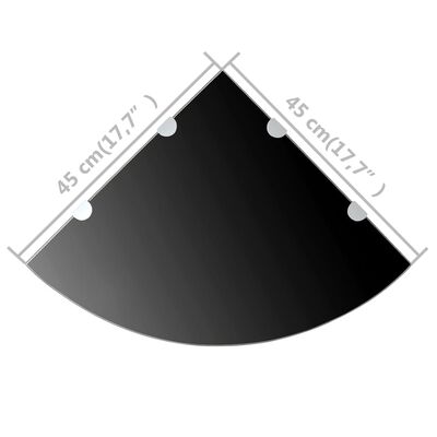 vidaXL Étagères d'angle 2 pcs et supports chromés Verre Noir 45x45 cm