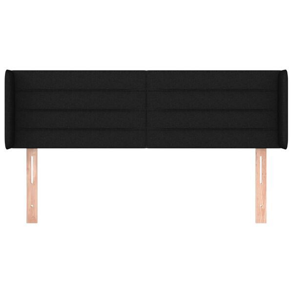 vidaXL T&ecirc;te de lit avec oreilles Noir 147x16x78/88 cm Tissu