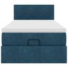 vidaXL Cadre de lit ottoman avec matelas bleu fonc&eacute; 90x200 cm velours