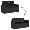 vidaXL Salon de jardin avec coussins 14 pcs noir r&eacute;sine tress&eacute;e