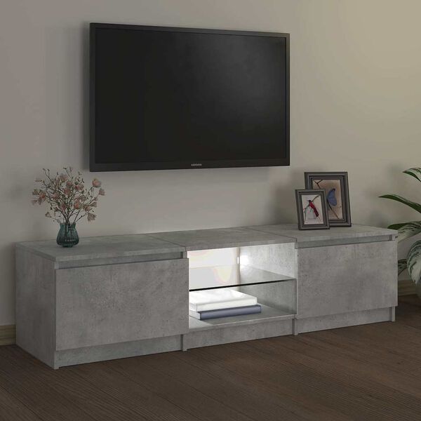vidaXL Meuble TV avec lumi&egrave;res LED gris b&eacute;ton 140x40x36 cm