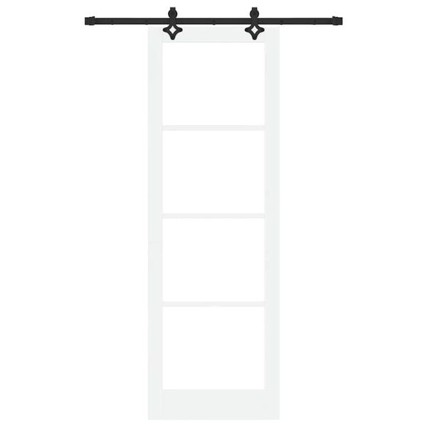 vidaXL Porte coulissante Blanc 78 x 232 cm Bois de pin massif et verre