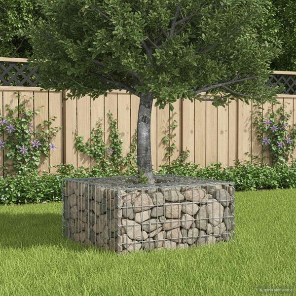 vidaXL Lit sur&eacute;lev&eacute; gabion Argent&eacute; 80 x 80 x 40 cm Acier galvanis&eacute;