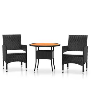 vidaXL Ensemble de bistro de jardin 3 pcs poly rotin et bois solide