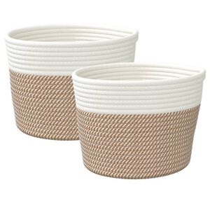 vidaXL Paniers de rangement 2 pcs marron et blanc &Oslash;24x18 cm coton