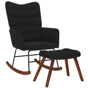 vidaXL Chaise &agrave; bascule avec tabouret en velours noir
