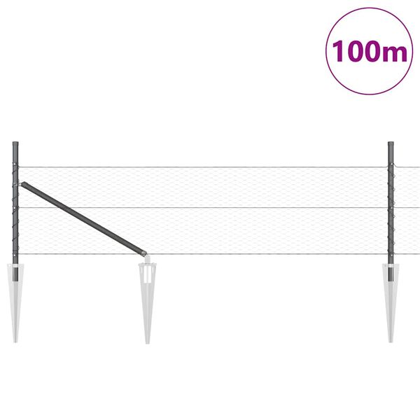 vidaXL Poteau de cl&ocirc;ture. Gris 100 x 0,4 m (maillage de 25 mm)