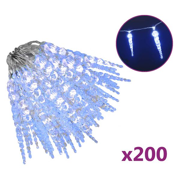 vidaXL Guirlande lumineuse &agrave; gla&ccedil;ons No&euml;l 200 LED bleu acrylique PVC
