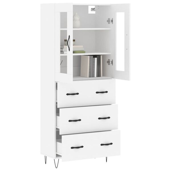 vidaXL Buffet haut Blanc 69,5x34x180 cm Bois d'ing&eacute;nierie