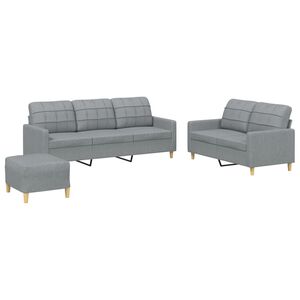vidaXL Ensemble de canap&eacute;s 3 pcs avec coussins Gris clair Tissu