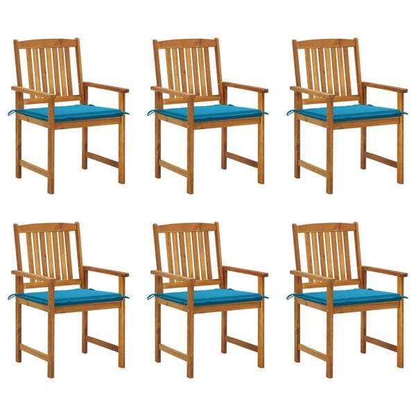 vidaXL Chaises de jardin avec coussins lot de 6 Bois d'acacia massif