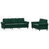 vidaXL Ensemble de canap&eacute;s 2 pcs avec coussins Vert fonc&eacute; Velours