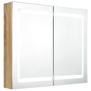 vidaXL Armoire de salle de bain &agrave; miroir LED Ch&ecirc;ne 80x12x68 cm