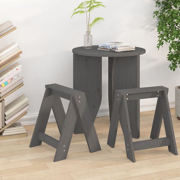 vidaXL Tabourets lot de 2 gris 40x40x45 cm bois massif de pin