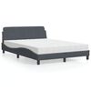 vidaXL Lit avec matelas Dover gris foncé 140x200 cm velours