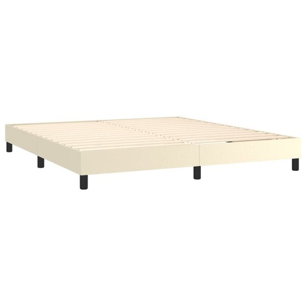 vidaXL Sommier &agrave; lattes de lit avec matelas Cr&egrave;me 180x200cm Similicuir