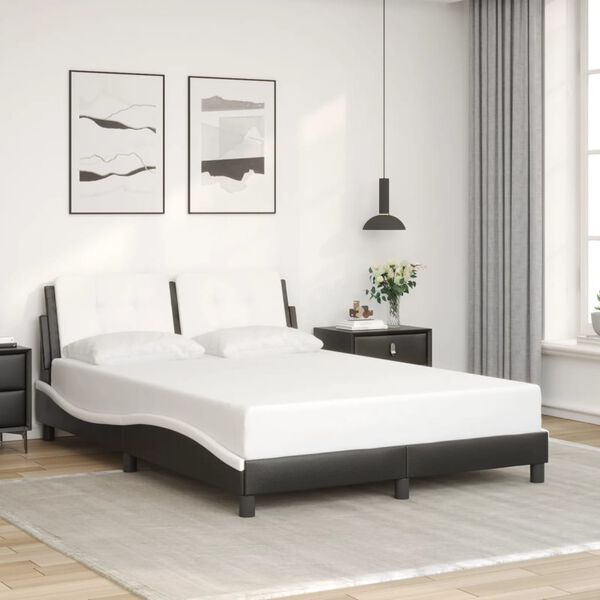 vidaXL Cadre de lit sans matelas Zadar noir et blanc 140x190 cm similicuir