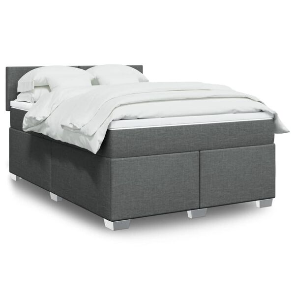 vidaXL Sommier &agrave; lattes de lit avec matelas Gris fonc&eacute; 140x190cm Tissu