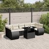 vidaXL Salon de jardin 8 pcs avec coussins noir r&eacute;sine tress&eacute;e