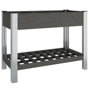 vidaXL Lit sur&eacute;lev&eacute; de jardin avec &eacute;tag&egrave;re Gris 100x50x75 cm WPC