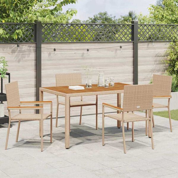 vidaXL Chaises empilables de jardin 4 pcs Crème et marron