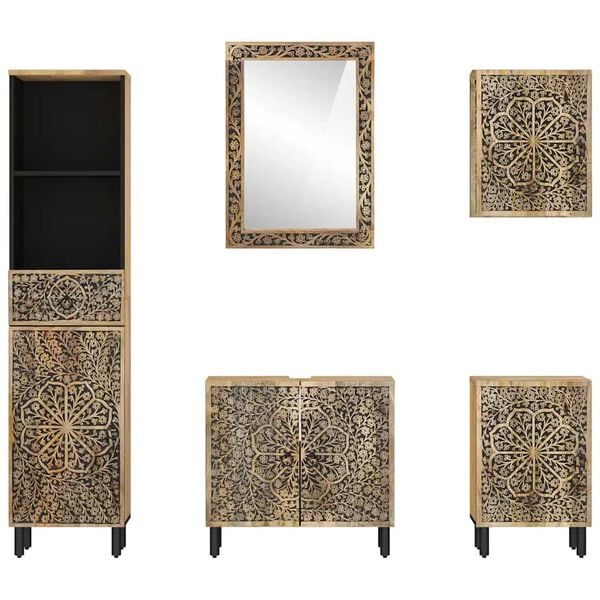 vidaXL Ensemble de meubles de salle de bain 5 pcs bois manguier massif