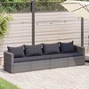 vidaXL Meuble de jardin 4 pcs avec coussins Gris R&eacute;sine tress&eacute;e