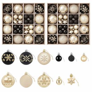 vidaXL Ensemble de boules de No&euml;l 88 pc Noir et Or &Oslash; 6 cm Plastique