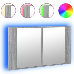 vidaXL Armoire de salle de bain &agrave; miroir LED sonoma gris 80x12x45 cm