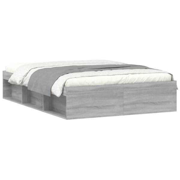 vidaXL Cadre de lit sans matelas sonoma gris 135x190 cm