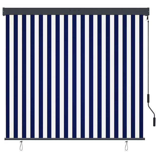 vidaXL Store roulant d'ext&eacute;rieur 160x250 cm Bleu et blanc