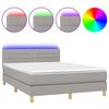 vidaXL Sommier &agrave; lattes de lit et matelas et LED Gris clair 140x190 cm