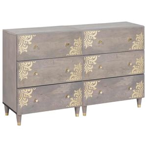 vidaXL Buffet 2 pc 60 x 33 x 75 cm Bois de mangue massif Gris