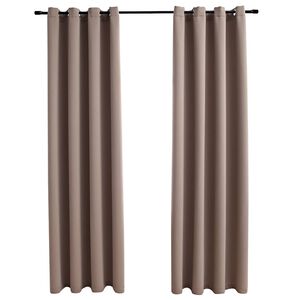 vidaXL Rideaux occultants avec anneaux en m&eacute;tal 2 pcs Taupe 140x175 cm