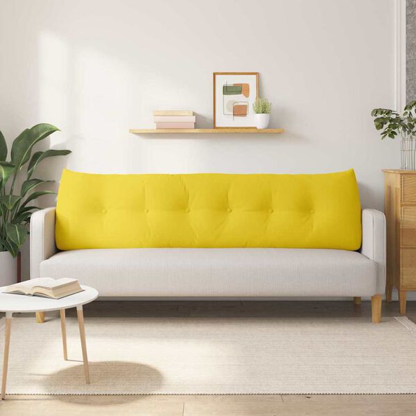 vidaXL Coussin de Dos Jaune clair 180 x 24 x 50 cm tissu