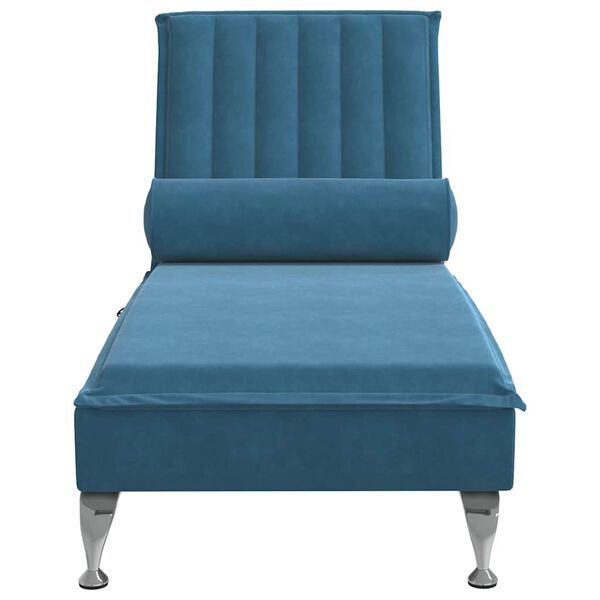 vidaXL Chaise longue de massage avec traversin bleu velours