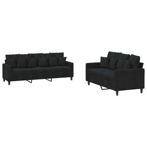 vidaXL Ensemble de canap&eacute;s 2 pcs avec coussins Noir Velours