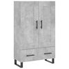 vidaXL Buffet haut gris b&eacute;ton 69,5x31x115 cm bois d'ing&eacute;nierie
