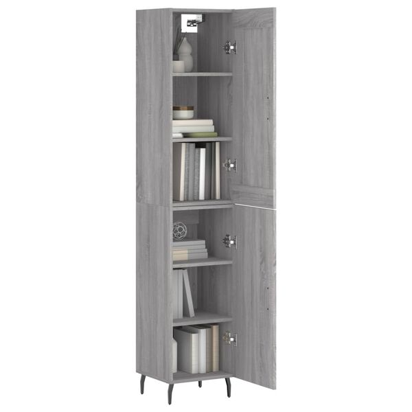 vidaXL Buffet haut Sonoma gris 34,5x34x180 cm Bois d'ing&eacute;nierie