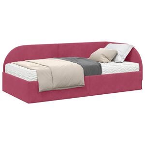 vidaXL Cadre de lit d'angle avec matelas 2 pc Bordeaux 80 x 200 cm