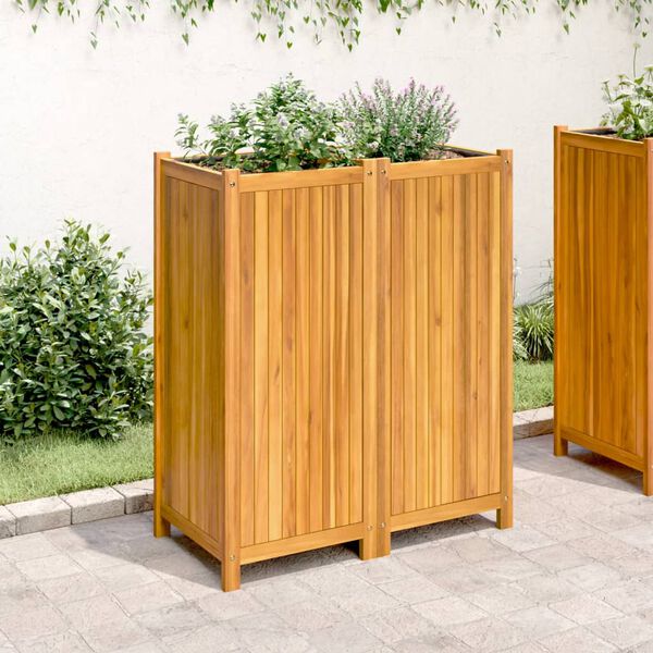 vidaXL Jardini&egrave;re avec doublure 84x42x100 cm bois massif d'acacia
