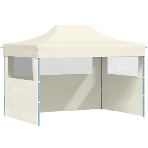 vidaXL Tente de r&eacute;ception pliable avec 3 parois 3x4 m Acier Cr&egrave;me