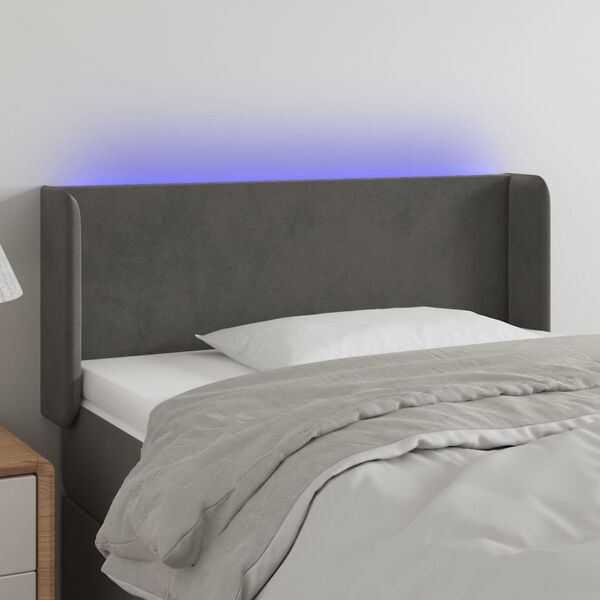 vidaXL T&ecirc;te de lit &agrave; LED Gris fonc&eacute; 83x16x78/88 cm Velours