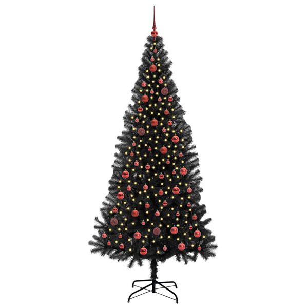 vidaXL Sapin de No&euml;l avec 300 LED avec support Noir 210 cm PVC