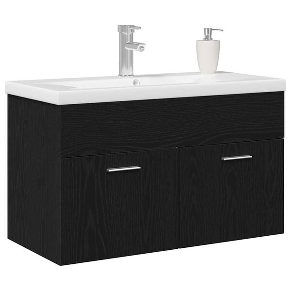 vidaXL Cabinet de salle de bain Chêne noir 80 x 38,5 x 46 cm