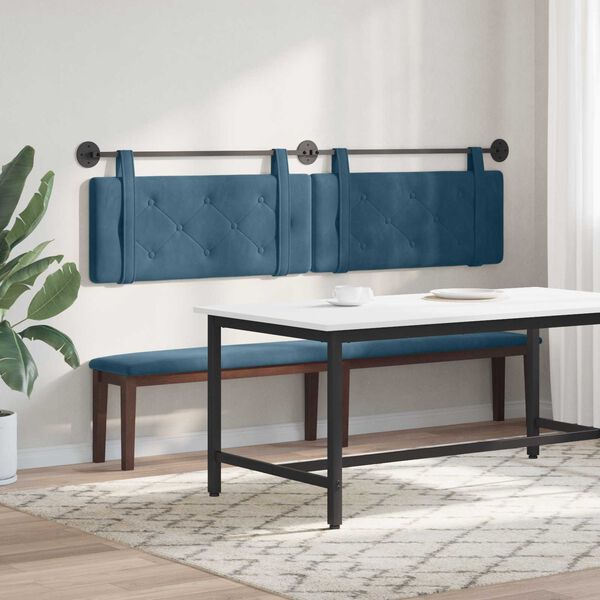 vidaXL T&ecirc;te de lit suspendue Bleu 210 x 55 x 5 cm Velours