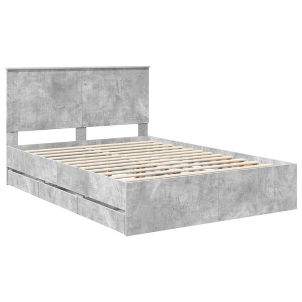 vidaXL Cadre de lit Gris b&eacute;ton 140 x 190 cm Bois Ing&eacute;nierie