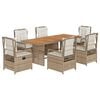 vidaXL Ensemble &agrave; manger de jardin et coussins 7 pcs beige poly rotin