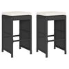 vidaXL Tabourets de bar jardin coussins lot de 2 noir r&eacute;sine tress&eacute;e