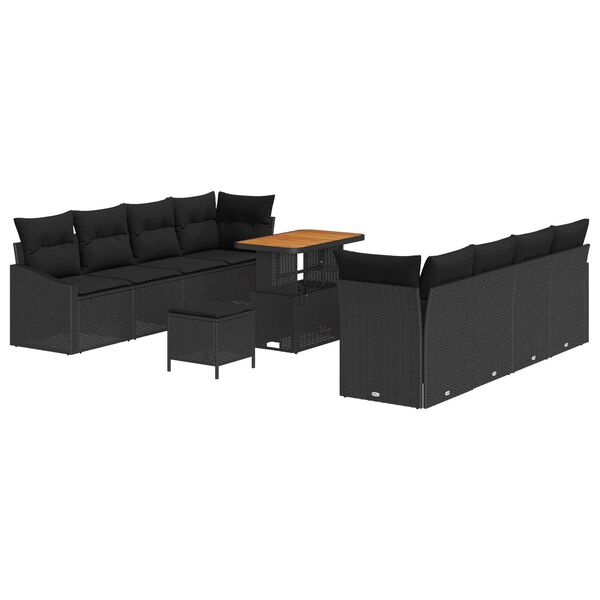 vidaXL Ensemble de canap&eacute; de jardin avec coussin 11 pcs Noir